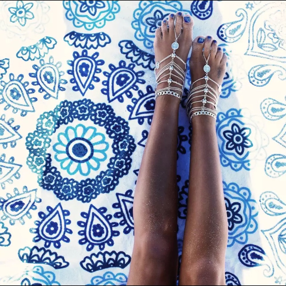 Boho Gypsy Anklet / Foot Jewelry Silver - Picture 3 of 5